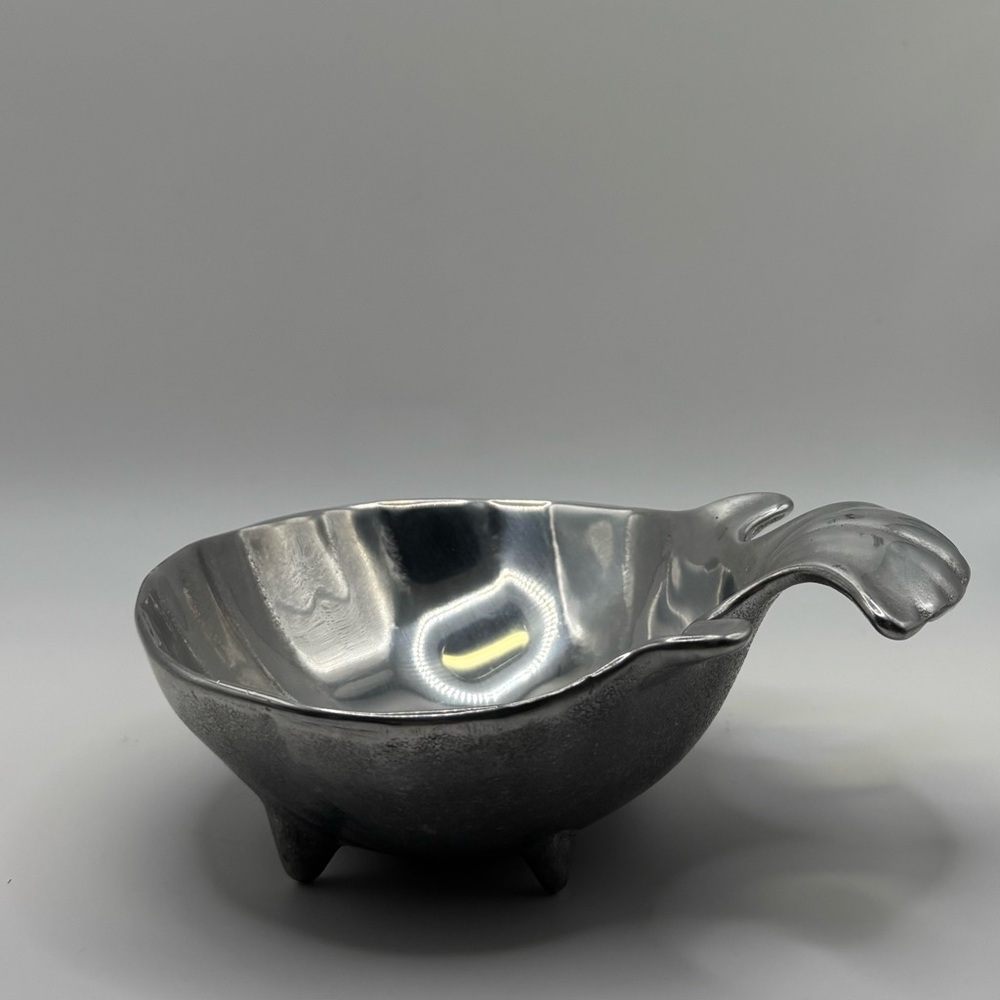 Wilton Mount Bruce Fox Design USA Silver FISH Dish Bowl Footed Vtg Frutiger